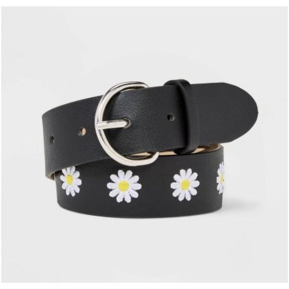 Art Class Girls Black Daisy Embroidery Belt Adjustable Fashion  Sz Small - Picture 1 of 5